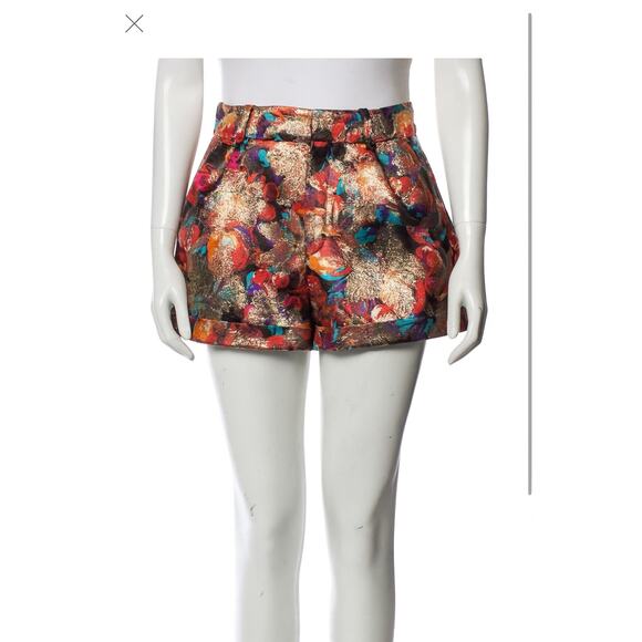 YVES SAINT LAURENT NEW Multicolor Floral Silk Blend Mini Shorts size FR 38 US M - Picture 3 of 16